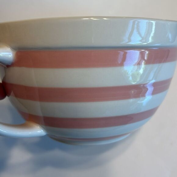 Threshold Target Striped Mixing Bowl W/Handle Pink and White Ceramic - Picture 5 of 9